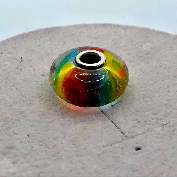 TROLLBEADS Sterling Silver Rainbow Murano Glass Charm Retired 925 LAA - Picture 2 of 3